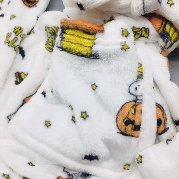 NEW Peanuts HALLOWEEN Hooded Bath Robe Snoopy Pumpkin Moon Stars Berkshire S/M - Picture 6 of 12